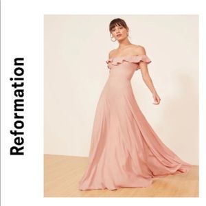 The Reformation Petite Verbena Dress in blush.